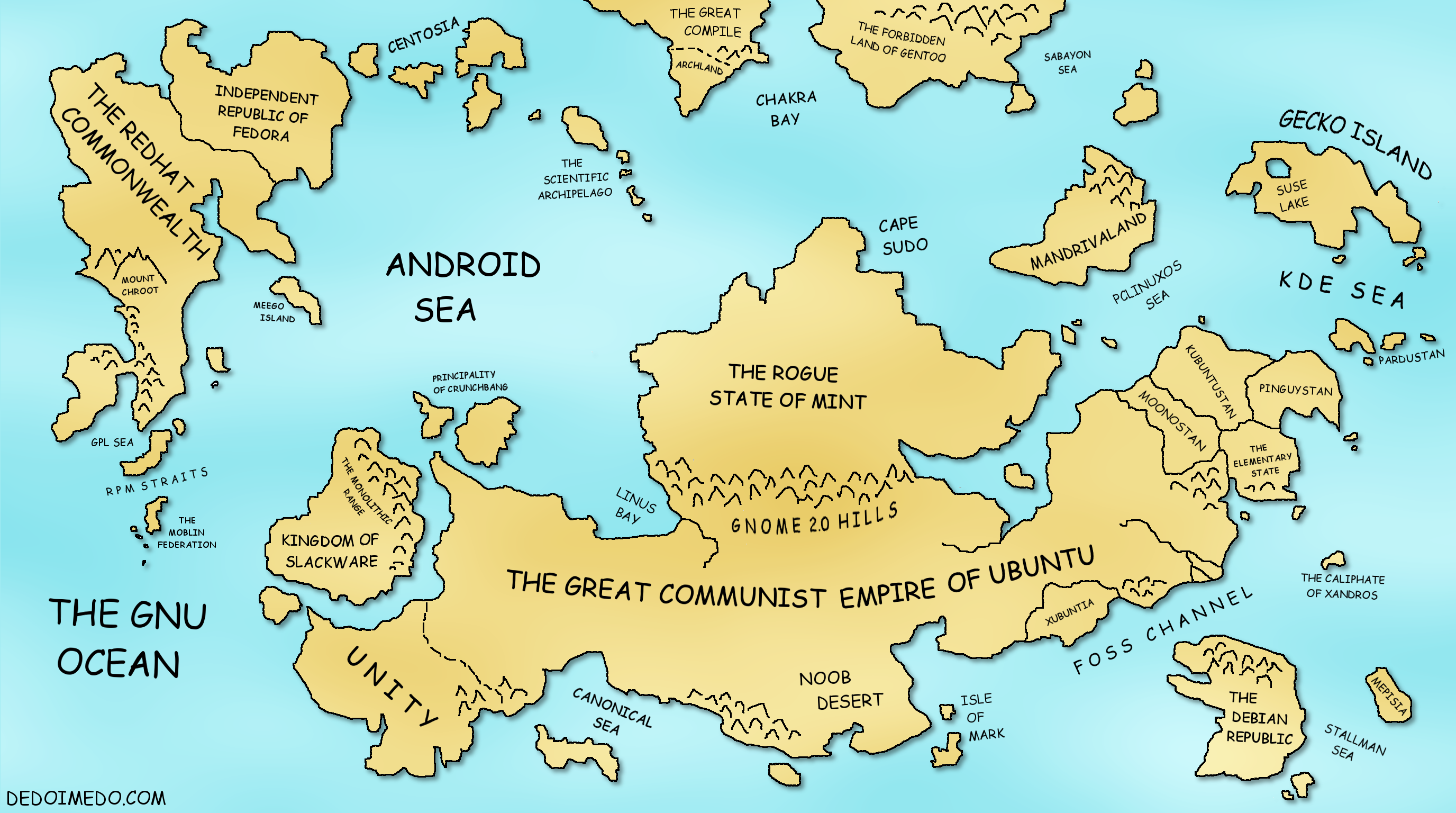 Linux world map